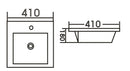 Square Inset Basin 1TH w/OverflowGloss WhiteDimension: 410*410*170mm