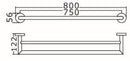 Double towel bar 800mm