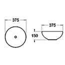Above counter basin with overflow.Gloss White,  mn  mg 4Size: 375*375*150mm