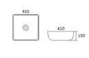 Above counter basin no overflowGloss Whitesize: 410*410*150mm
