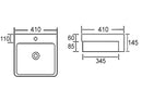 Semi Recessed Basin 1TH w/Overflow Gloss WhiteDimension:410*410*145mm