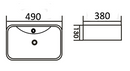 Square Above Counter Basin 1THGloss White, No OverflowDimension: 490*380*130mm