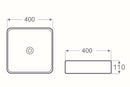 Artis H Square Above Counter Basin NTHGloss WhiteDimension: 400*400*110mm