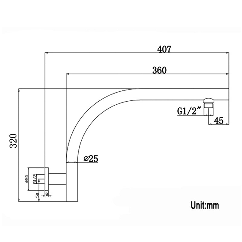 BKS02A-B /OX0128.SA Pavia Swivel Gooseneck Shower Arm Black