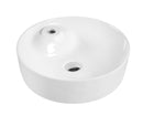 Above Counter Basin with tap hole and no overflowGloss WhiteSize: 430*430*130mm
