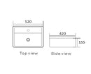 Above counter/Wall Hung Basin 1 Tap Hole, with Overflow Gloss WhiteDimension: 520*420*155mm