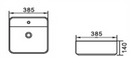 Compact above counter basin with tap holeSize: 380*380*140mm