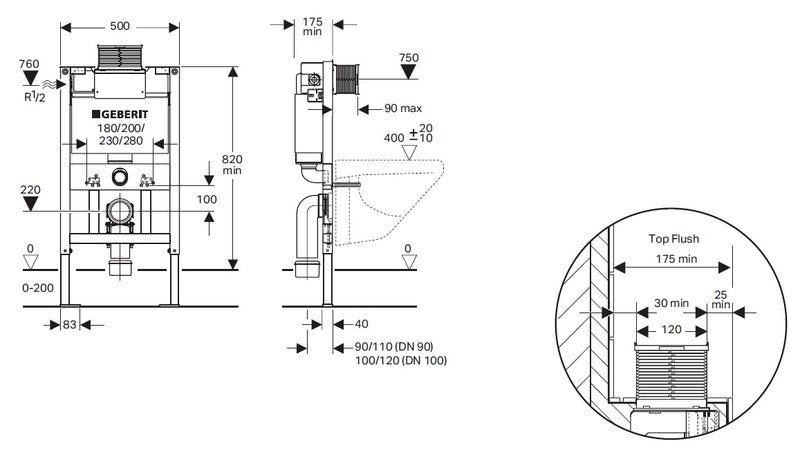 Kappa Under counter Concealed cistern wall hung Duofix top/ Front Flush 4 Star