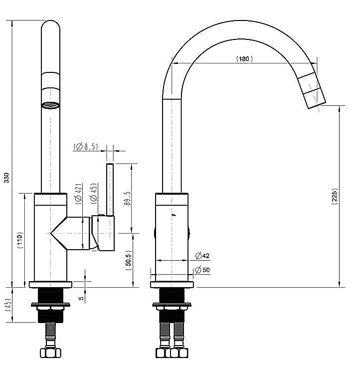 INS0203 (PKM-P) Pavia- Gooseneck Kitchen Mixer