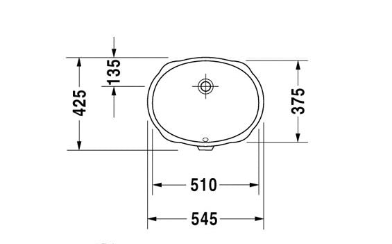 Basin- Under Counter Oval, NTHGloss White, Overflow Dimension: 545mm x 425 x 190mm