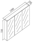 1200mm Shaving Cabinet Pencil Edge
Size 1200 x 720 x150 mm