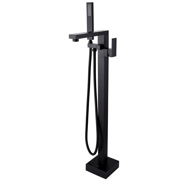 (OX0117.BS) Taran Floor standing bath tap with divertor and hot/cold switch, fully brass built, BLACK