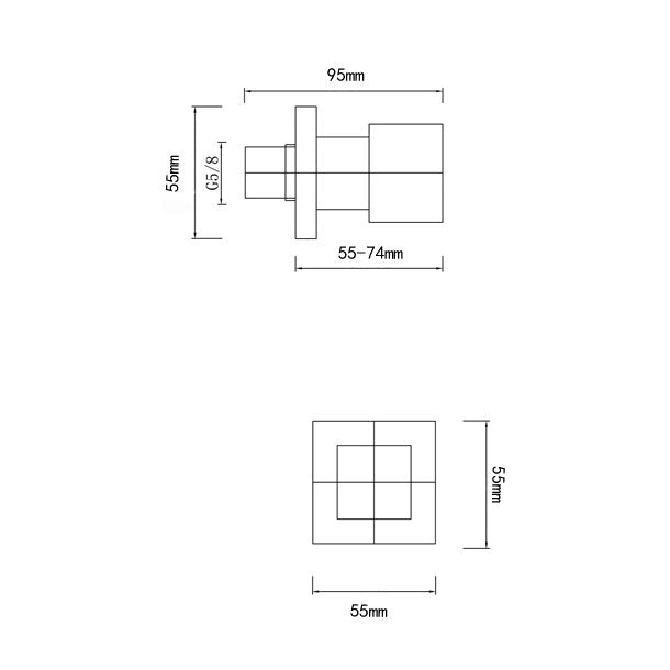 CH0001.ST Taranto shower hot and cold water tap Brass square wall tap