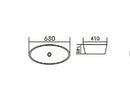Round Above Counter Basin w/OverflowGloss WhiteOne Tap HoleDimension:630*410*145mm