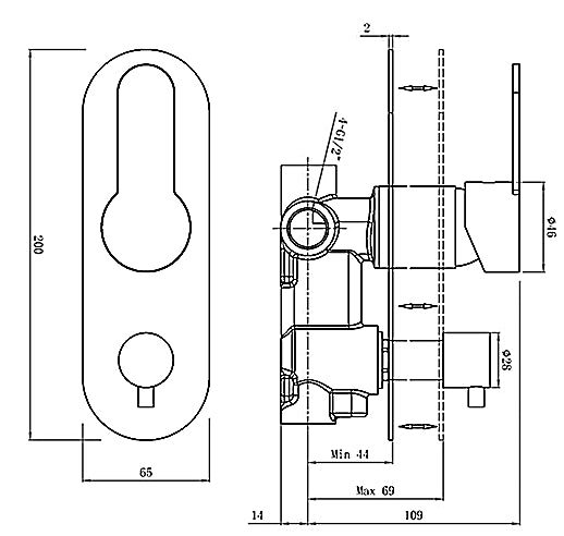 Vogh Wall Diverter Mixer CH