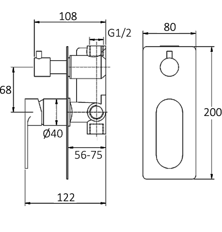 Vetto Wall Diverter Mixer Complete Chrome