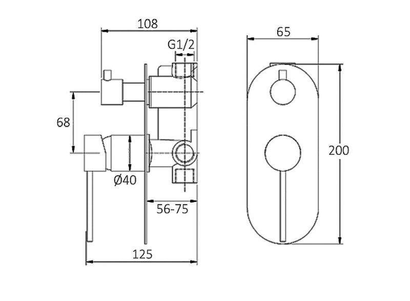 Roul Wall Diverter Mixer Chrome