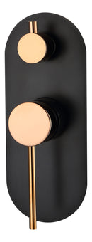 Roul Wall Diverter Mixer Matt Black Rose Gold