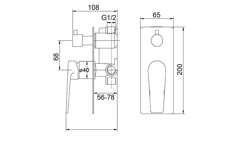 Zevio Wall Diverter Mixer Chrome