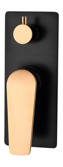 Zevio Wall Diverter Mixer Matt Black Rose Gold