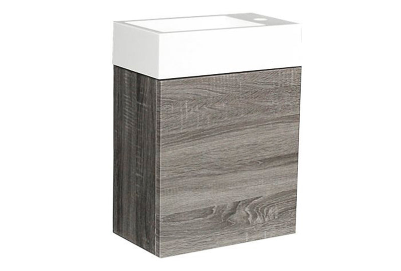 K Milan 400 W/hung Vanity Amazon Grey + Poly Marble Basin 1TH No Overflow
