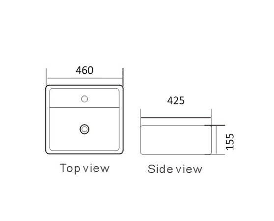 Wall Hung Basin 1TH w/OverflowGloss WhiteDimension:  460*425*155 mm