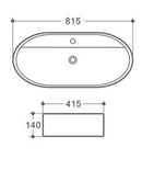 Zero 800 Above Counter Basin 1TH w/Overflow White Gloss815*415*140mm