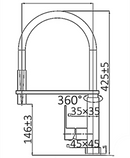 (KM007)Square Pulll out Kitchen mixer Chrome and black