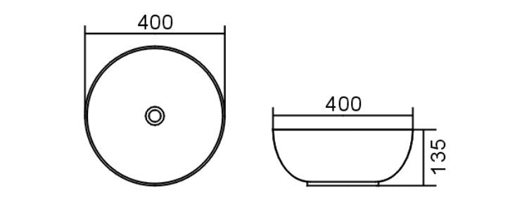 Above counter basin Ultra slim gloss white fine ceramicSize 405*405*135mm