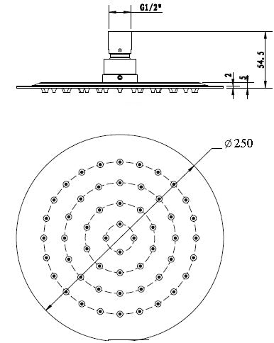 Round 250mm Chrome SHOWER HEAD