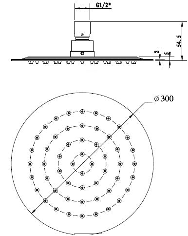 BKR300S  Round 300mm Chrome SHOWER HEAD