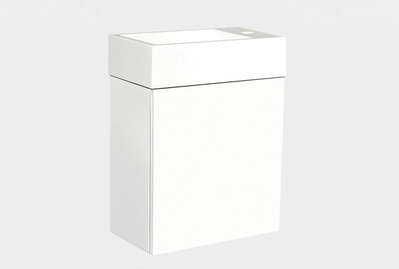 K Milan wall hung vanitysoft closing deep drawer  polymarble top, one tap hole size :400 x 220 x 520 mm color: gloss white no overflow