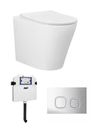 Alzano Wall Face Pan Rimless, R&T Inwall cistern, S-trap (IS16), Push Plate