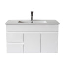 PVC 900x460x520mm Matte White Wall Hung Left Hand Drawer Vanity