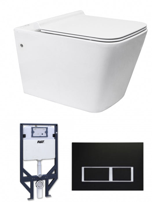 X-Cube Wall Hung Pan, R&T Inwall Cistern with Frame and Push Button