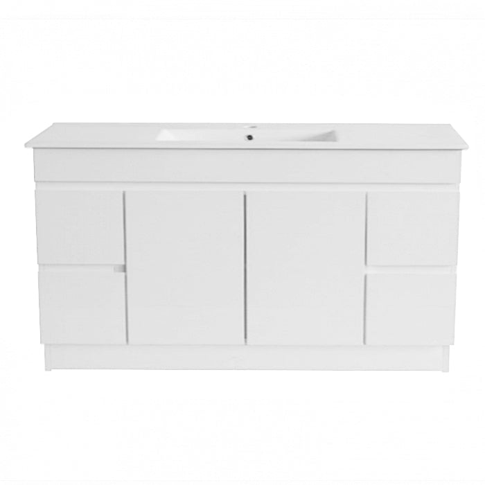 PVC1200x460x850mm Matte White Vanity With Leg Slimline Ceramic Top