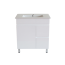 PVC750x460x850mm White Right Hand drawer Vanity With Leg Slimline Ceramic Top