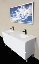 1500x470x16mm Under Mount Calacatta Stone Top Double Bowl