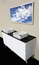 1500x470x20mm above counter Persian Grey Stone Top Double Bowl