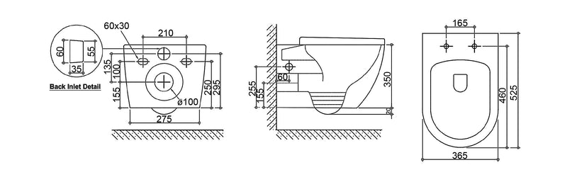 Voghera Wall Hung Pan, Geberit Cistern and Push Plate