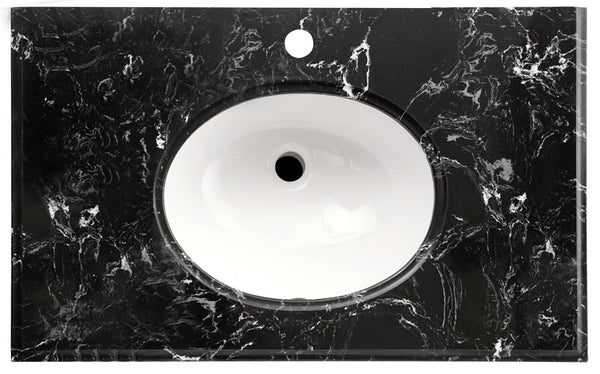 Engineering Stone Top Black Marble 900x460 with Oval Basin