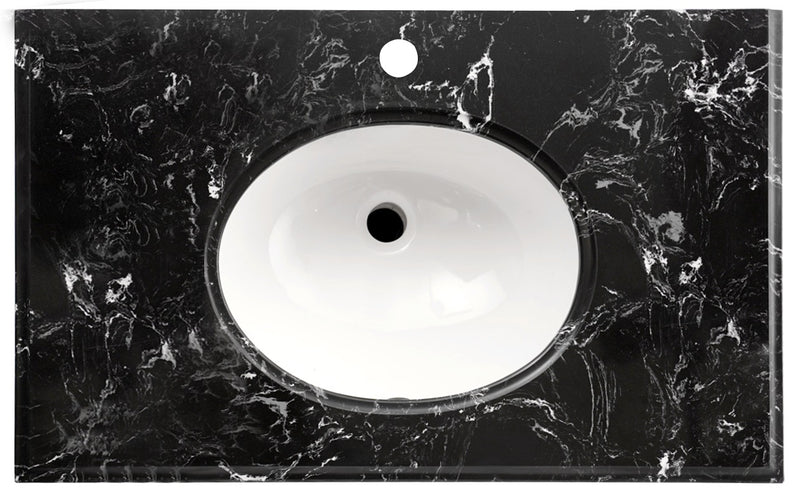 Engineering Stone Top Black Marble 900x460 with Oval Basin