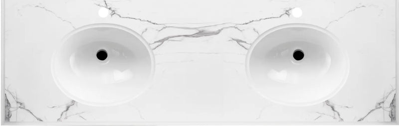 Engineering Stone Top Calacatta 1500x460 Double Bowls with Oval Basin