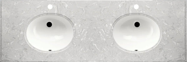 Engineering Stone TopGrey Marble 1500x460 Double Bowls with Oval Basin