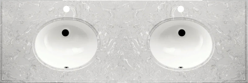 Engineering Stone TopGrey Marble 1500x460 Double Bowls with Oval Basin