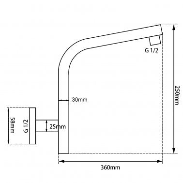 (GM0129.SA) Taran Gooseneck Shower Arm Gun Metal