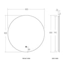 BONDI Round Frameless Led Mirror 800mm Touch senor Switch 5mm copper free mirror Anit-Fog