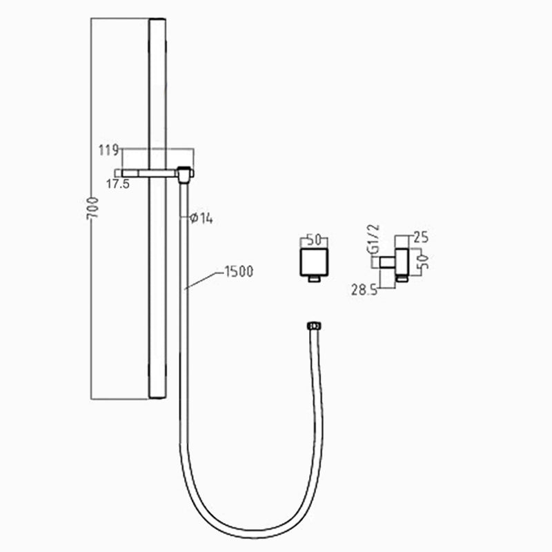 Pavia Shower Rail Gun Metal