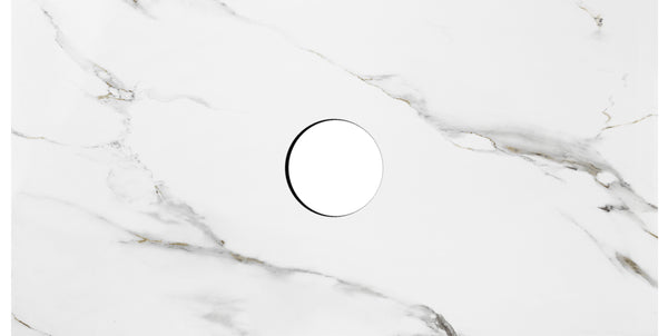 Rock Plate Stone 750x460x15mm Mont Blanc -Statuario Above Counter                  Waste Outlet 130mm