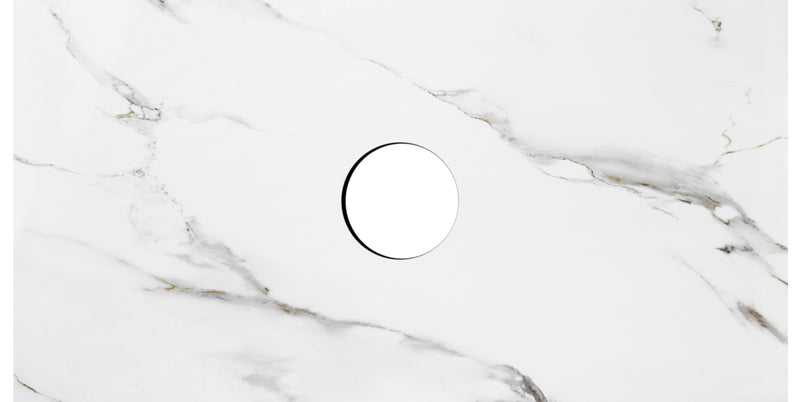 Rock Plate Stone 750x460x15mm Mont Blanc -Statuario Above Counter                  Waste Outlet 130mm